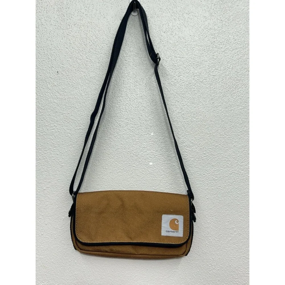 Carhartt Brown Canvas Crossbody Belt Bag Horizontal Waist Magnetic Closure